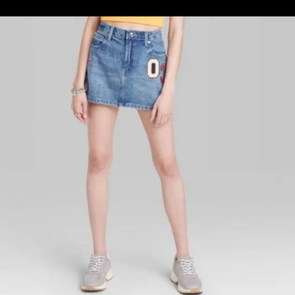 wild Fable denim patchwork mini skirt 18 nwot Academia College 3/$25 - Picture 11 of 13